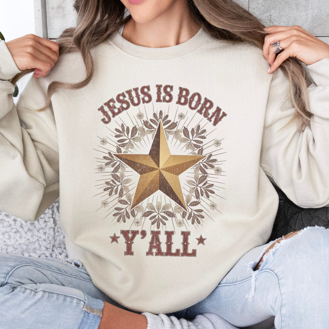 Funny Jesus is born Y'all Christmas sweatshirt | ATTA TOOD®
