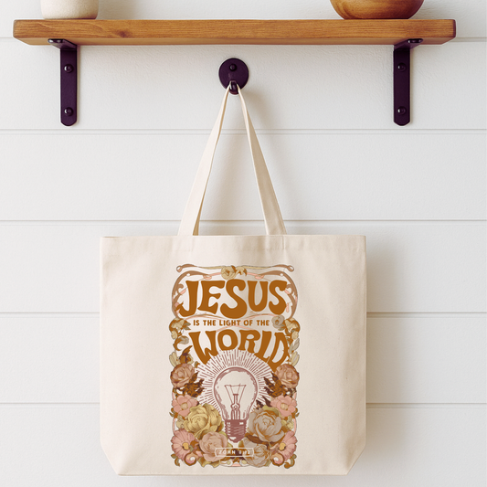 Jesus Is The Light Tote Bag | Faithbased | ATTA TOOD®