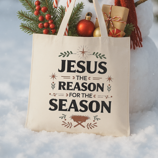 Jesus The Reason Christmas Tote | Religious Gift Bag