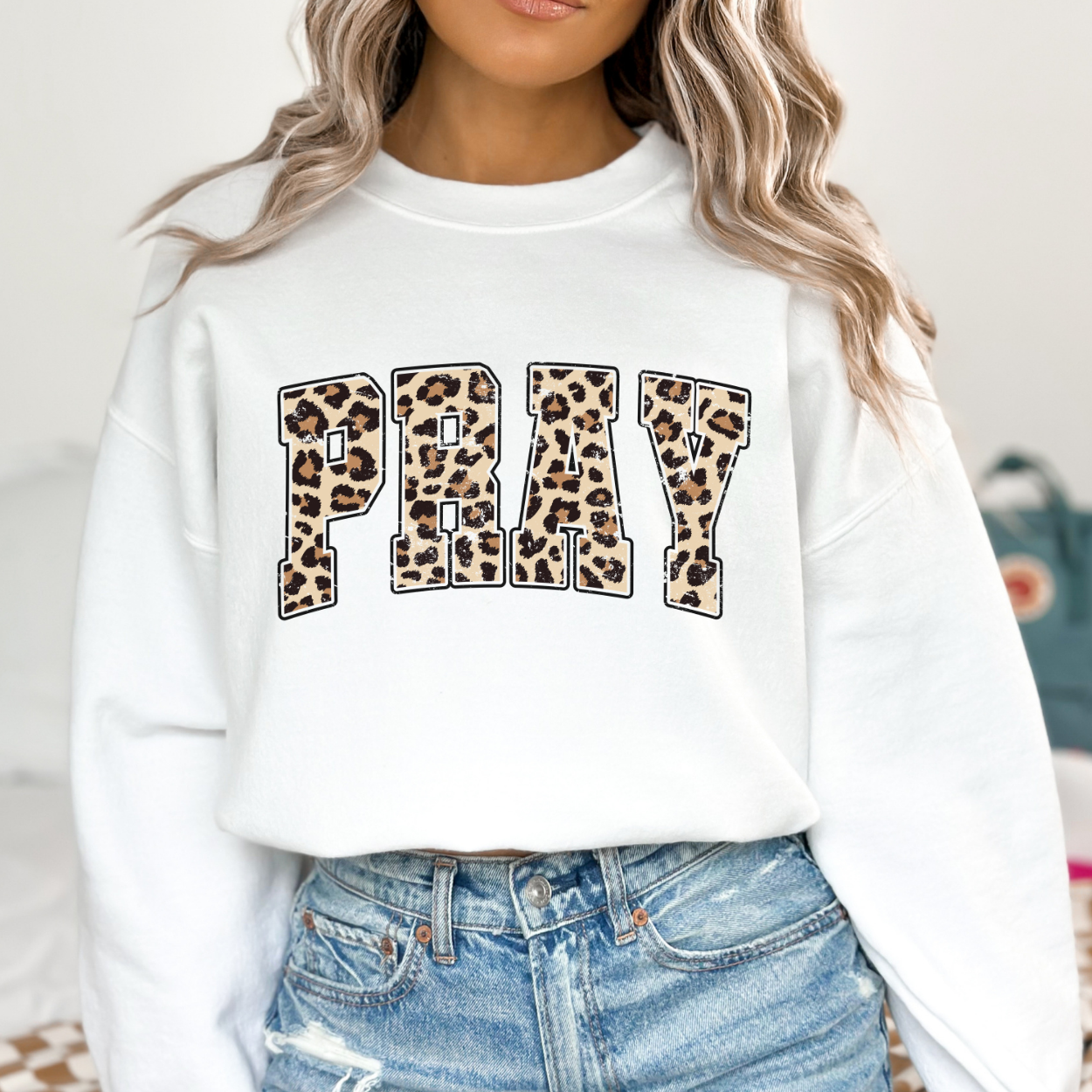Pray Leopard Print Unisex Graphic Sweatshirt | ATTA TOOD®