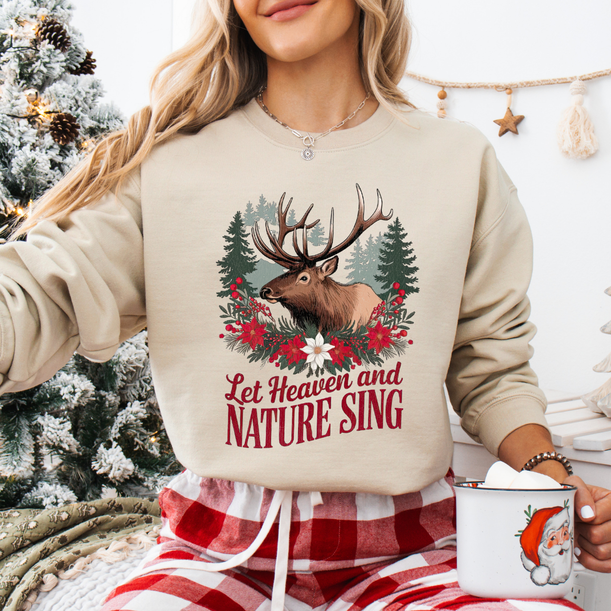 Let Heaven Sing Christian Elk Graphic Sweatshirt | ATTA TOOD®