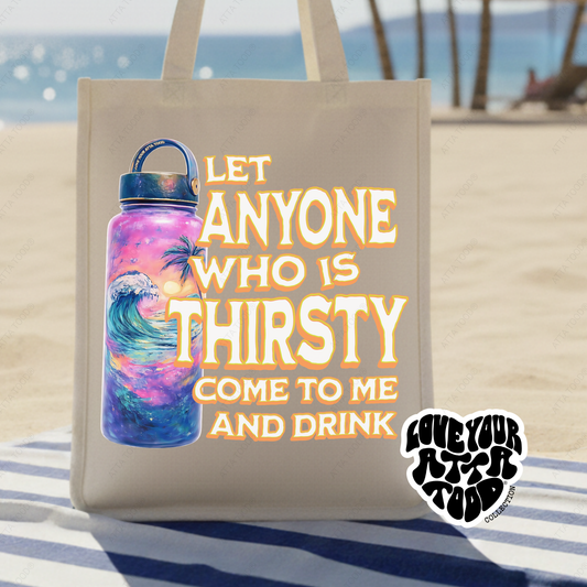 Tropical Water Bottle Christian Jumbo Tote | Beach Bag