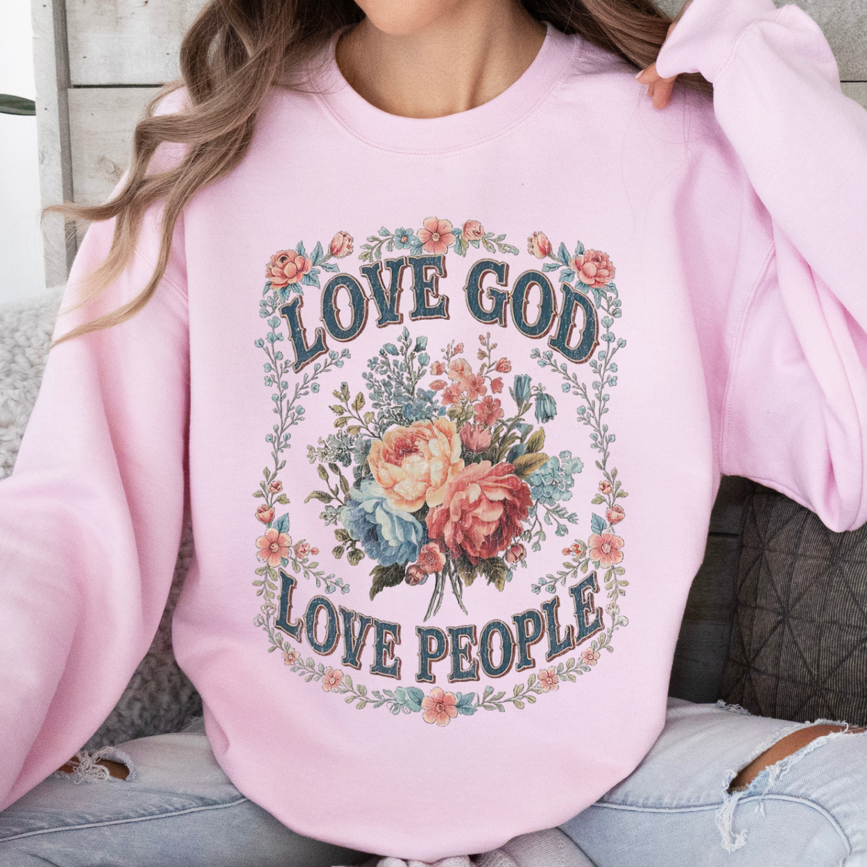 Love God Love People Christian Unisex Graphic Sweatshirt | ATTA TOOD®