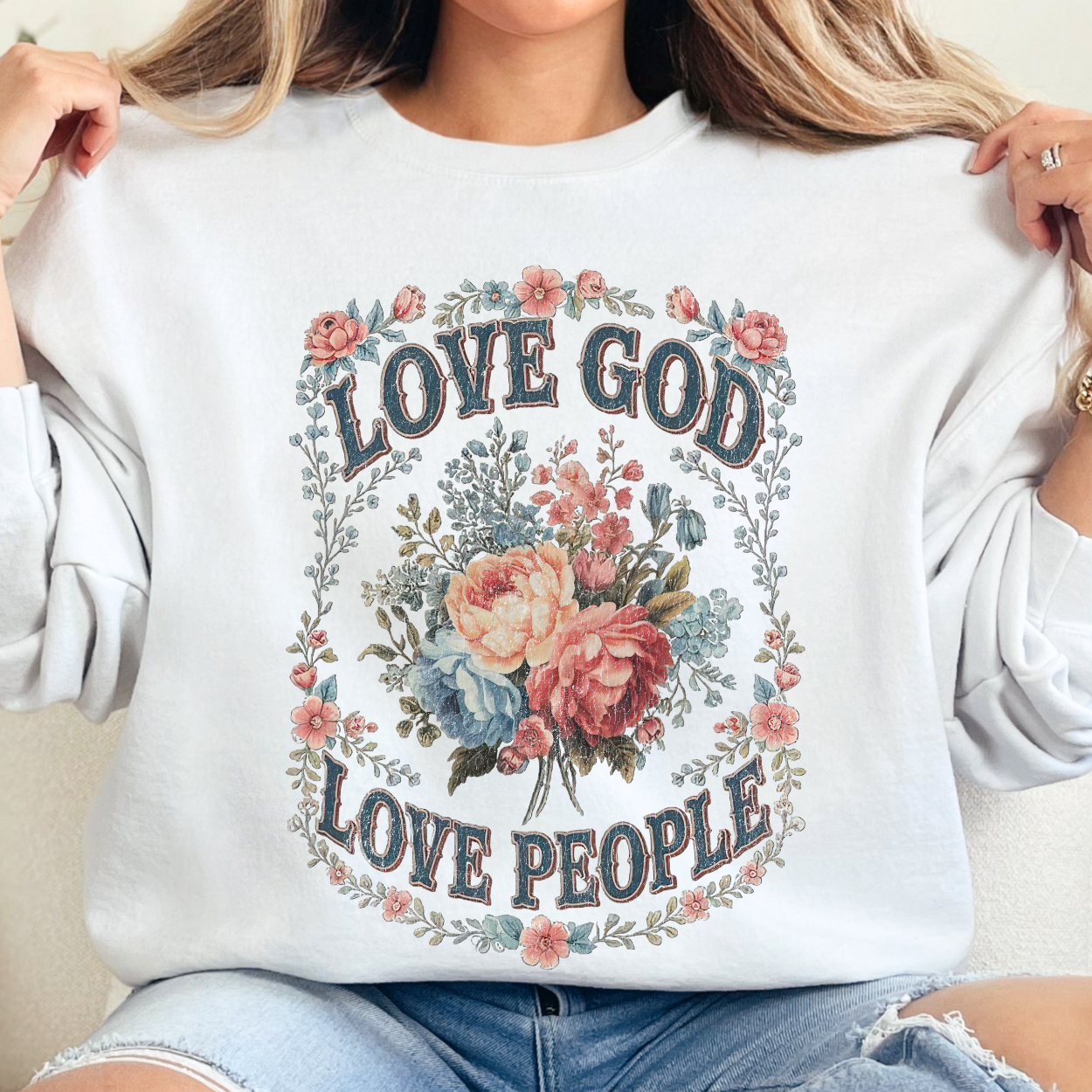 Love God Love People Christian Unisex Graphic Sweatshirt | ATTA TOOD®