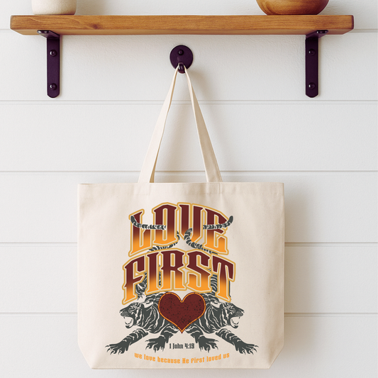 Love First Tiger Tote Bag | Faithbased | ATTA TOOD®