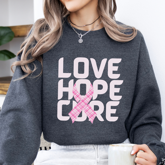 Love Hope Cure Breast Cancer awareness month sweatshirt