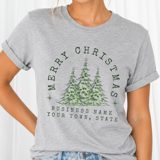 Merry Christmas Trees Custom City and State Graphic Tees