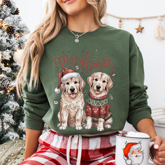 Cute Golden Retriever Christmas Graphic Sweatshirt | ATTA TOOD®