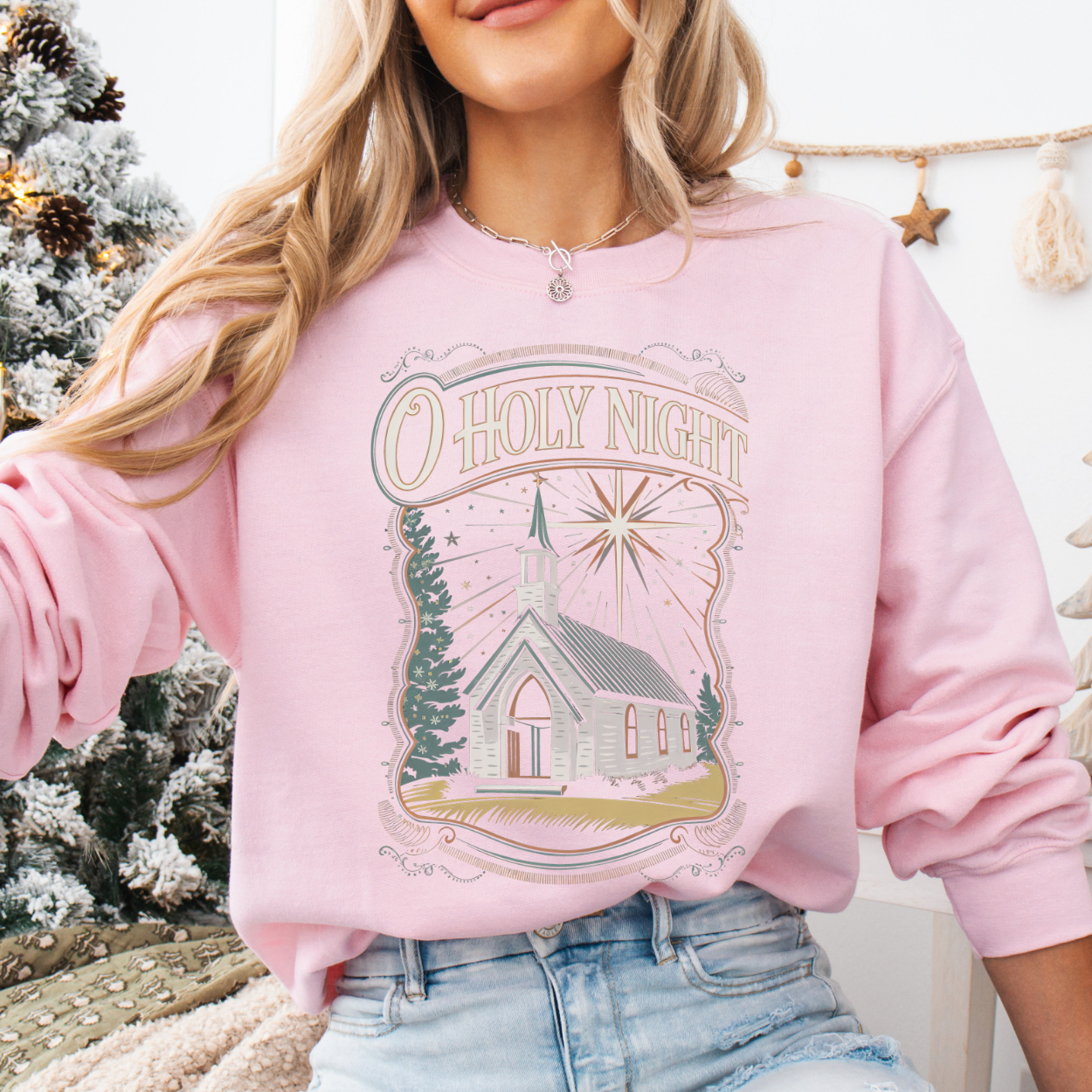 O Holy Night Christmas Christian Graphic Sweatshirt | ATTA TOOD®