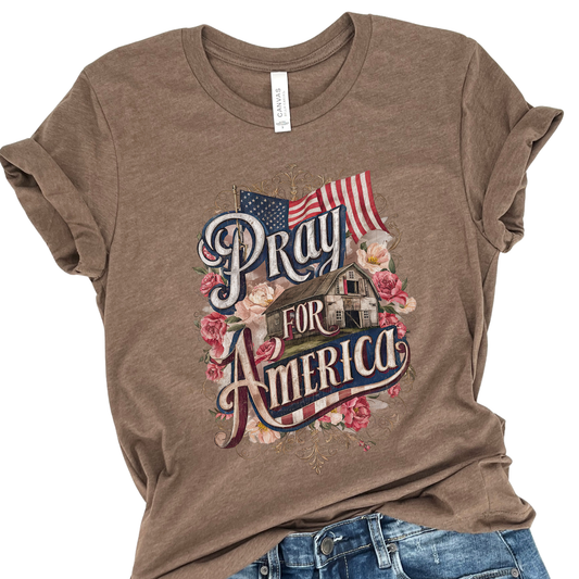 Pray For America Christian Patriotic Graphic T-Shirt | ATTA TOOD®