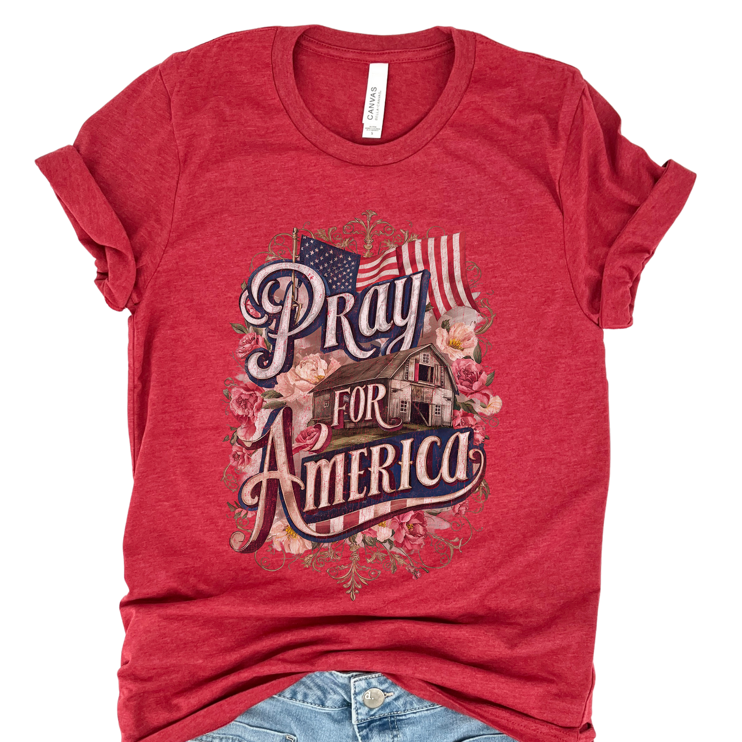 Pray For America Christian Patriotic Graphic T-Shirt | ATTA TOOD®