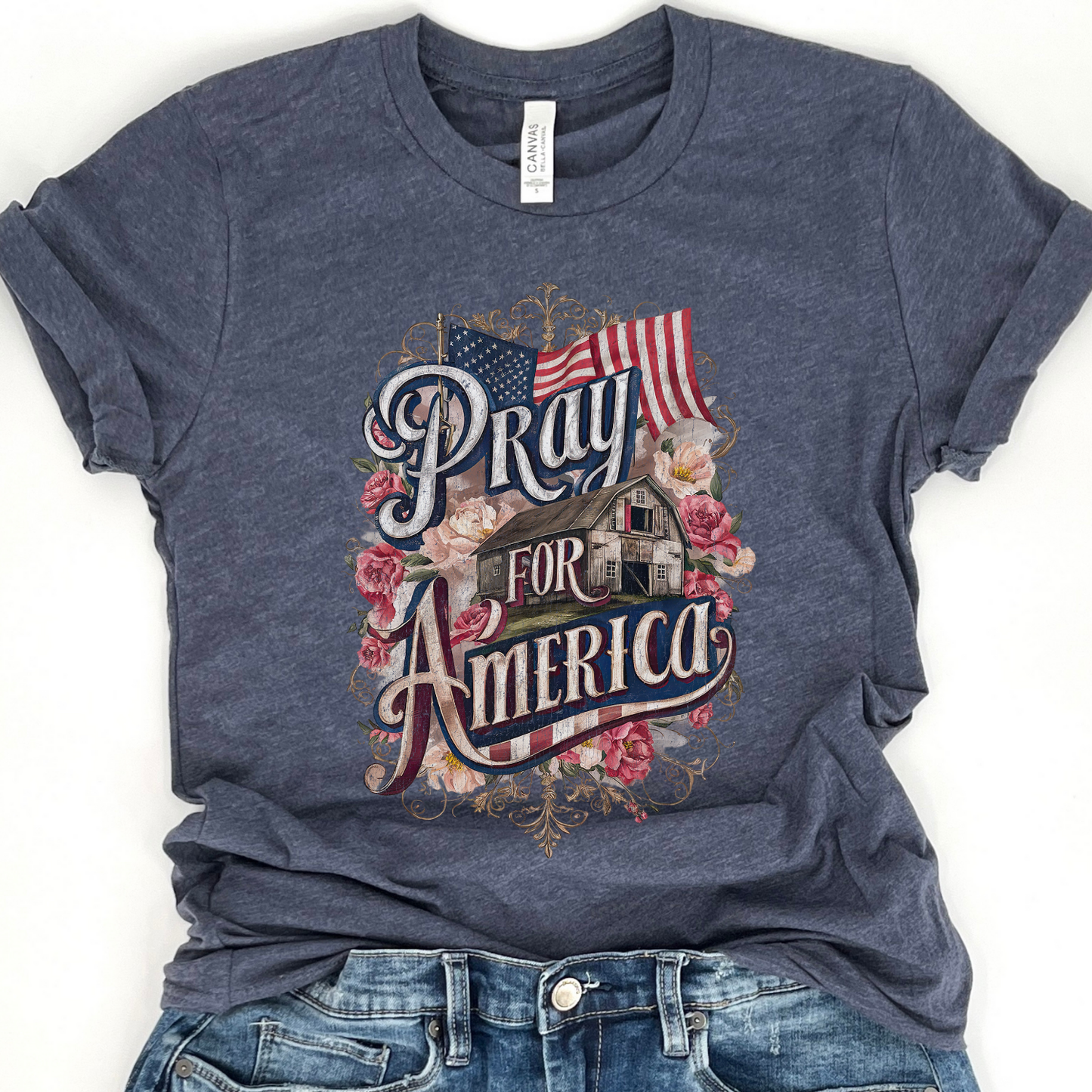 Pray For America Christian Patriotic Graphic T-Shirt | ATTA TOOD®