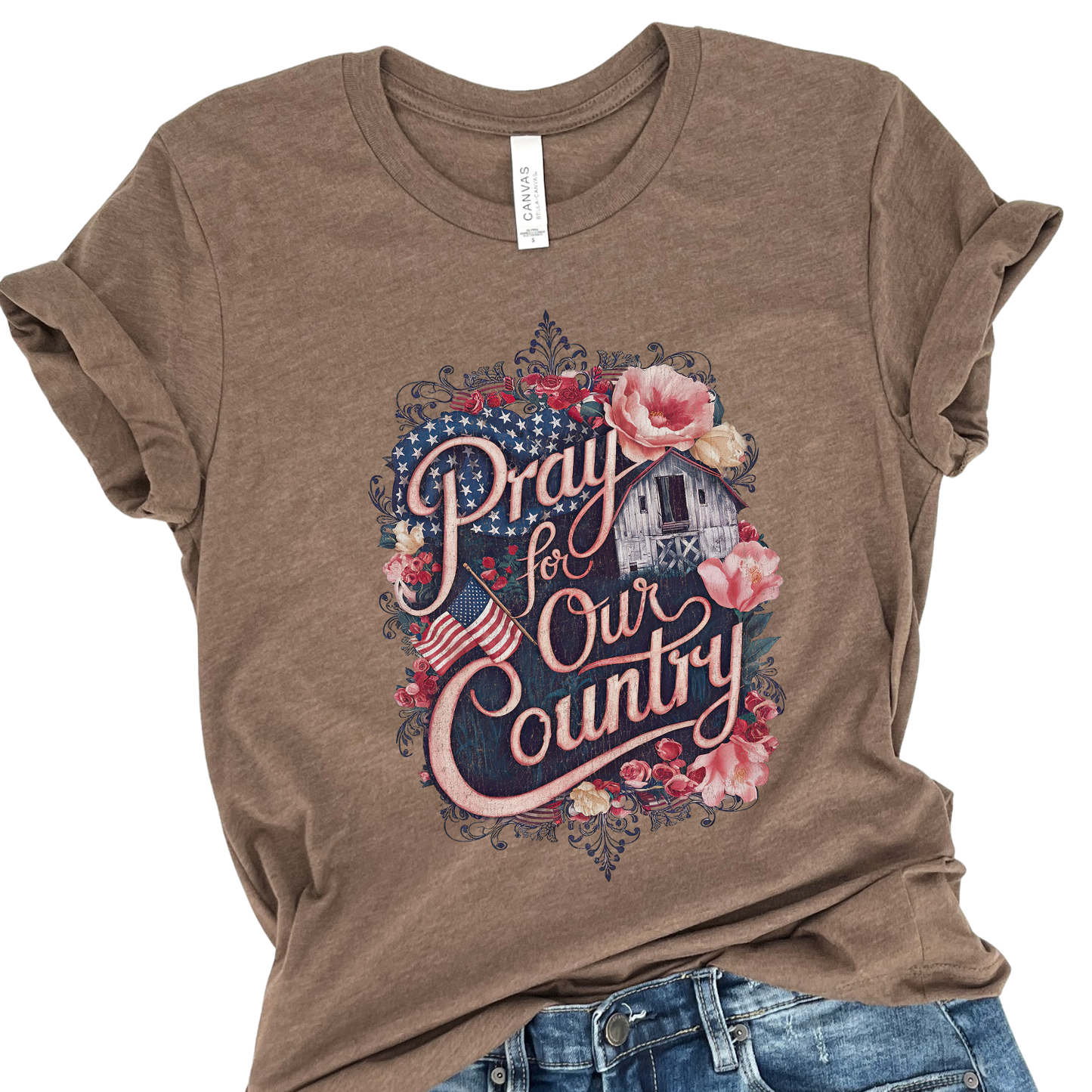Pray For Our Country Patriotic Christian Graphic T-Shirt | ATTA TOOD®