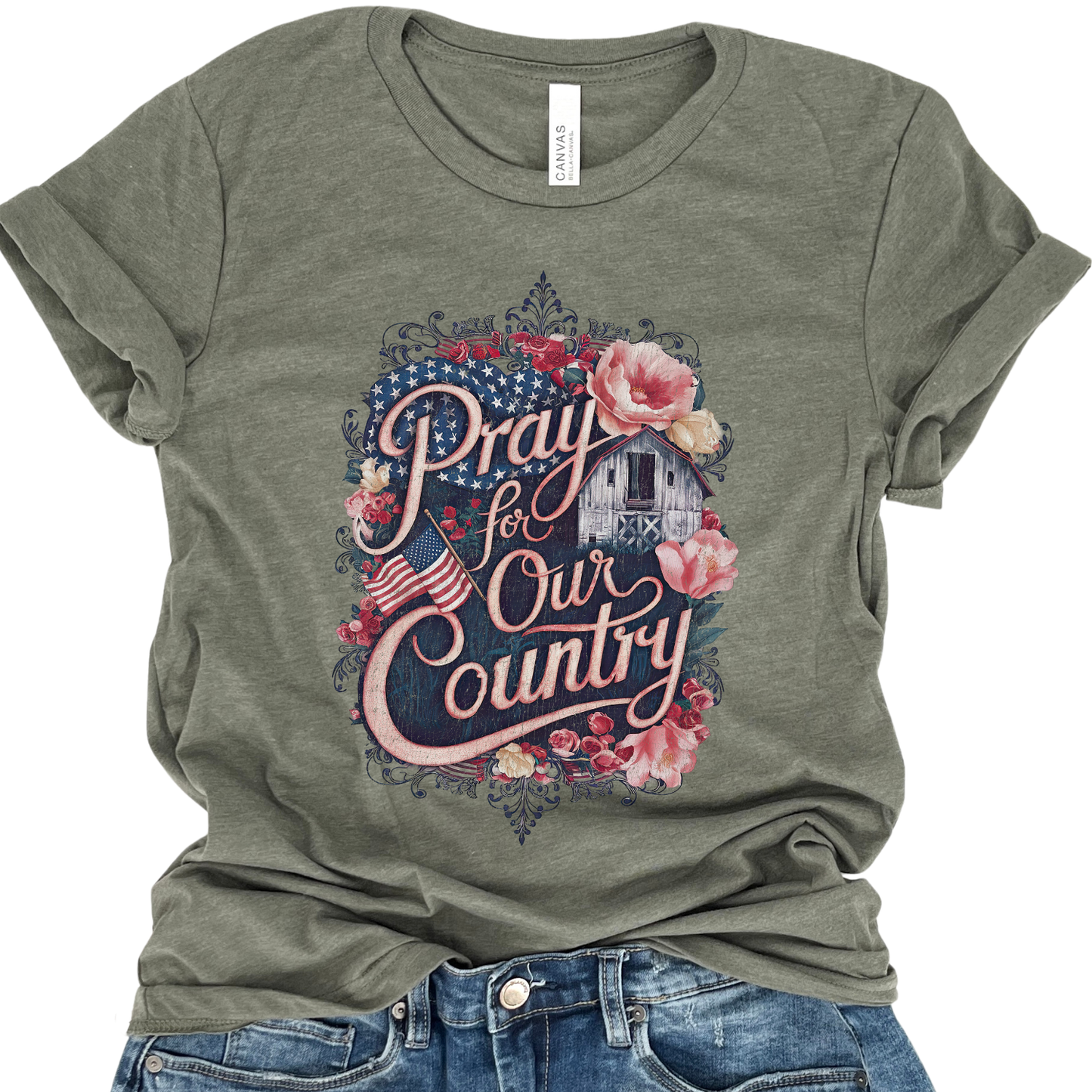 Pray For Our Country Patriotic Christian Graphic T-Shirt | ATTA TOOD®