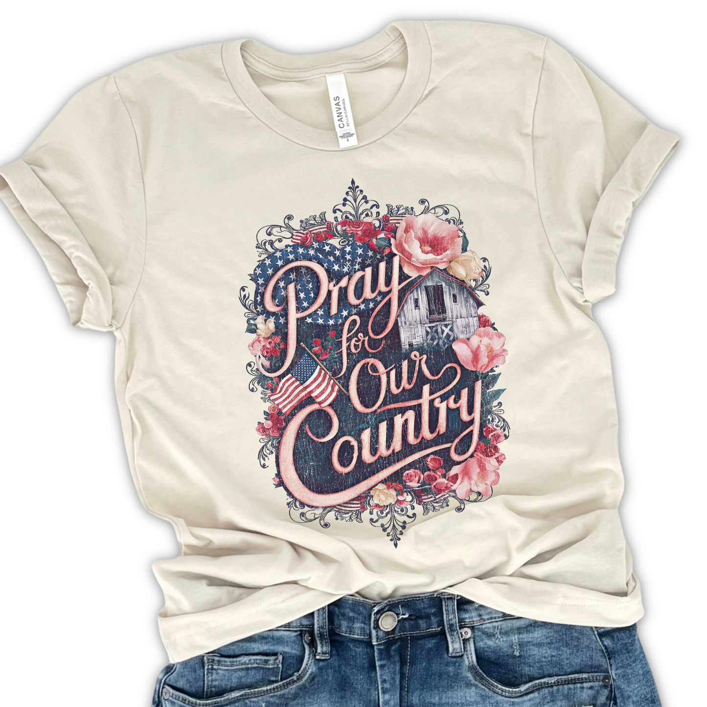 Pray For Our Country Patriotic Christian Graphic T-Shirt | ATTA TOOD®