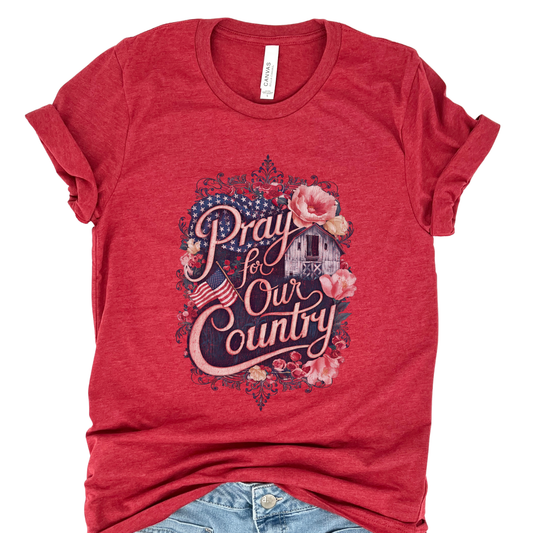 Pray For Our Country Patriotic Christian Graphic T-Shirt | ATTA TOOD®