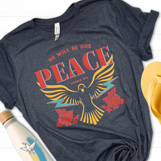 He will be our PEACE navy blue tee