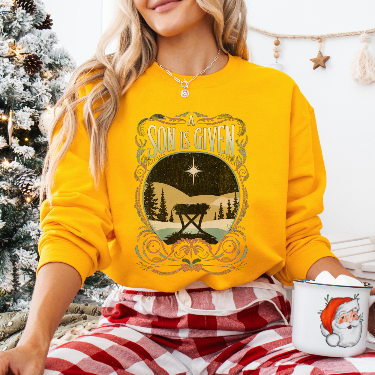A Son Is Given Christian Christmas Graphic Sweatshirt | ATTA TOOD®