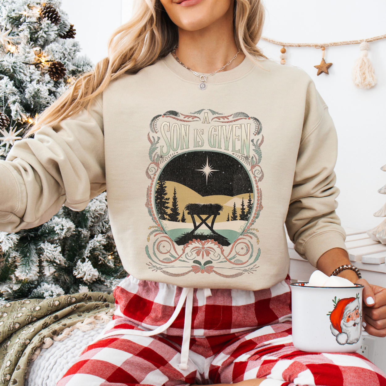 A Son Is Given Christian Christmas Graphic Sweatshirt | ATTA TOOD®