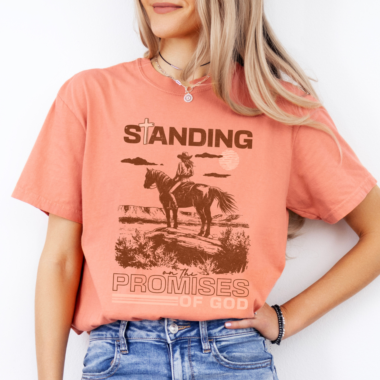Promises of God Cowgirl Christian Graphic T-Shirt | ATTA TOOD®