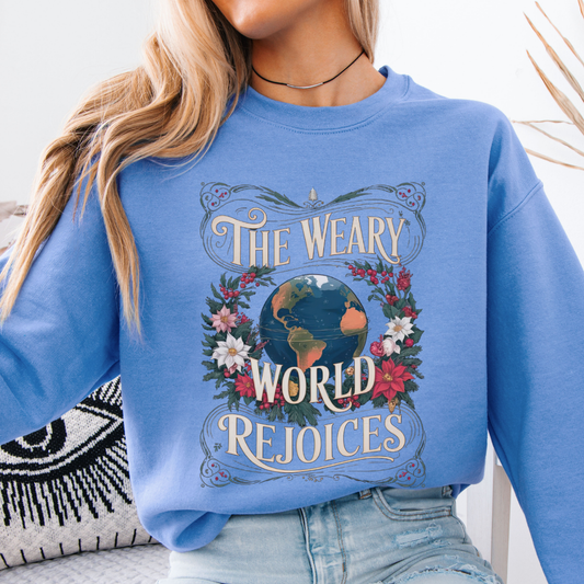 Weary World Rejoices Christmas Christian Sweatshirt | ATTA TOOD®