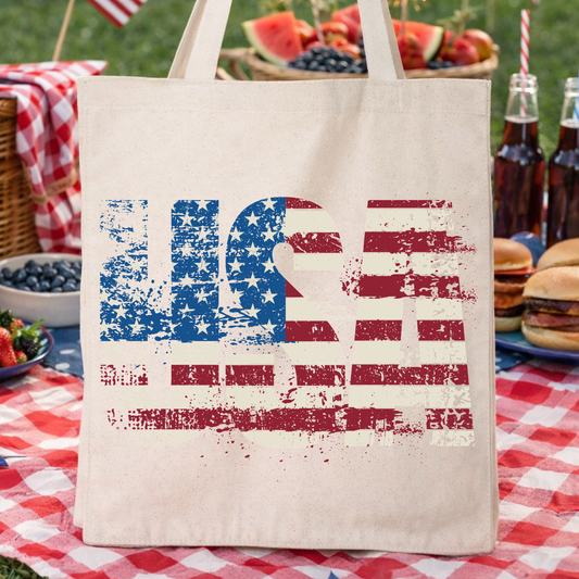 USA Patriotic Tote Bag | Red White Blue | American Flag