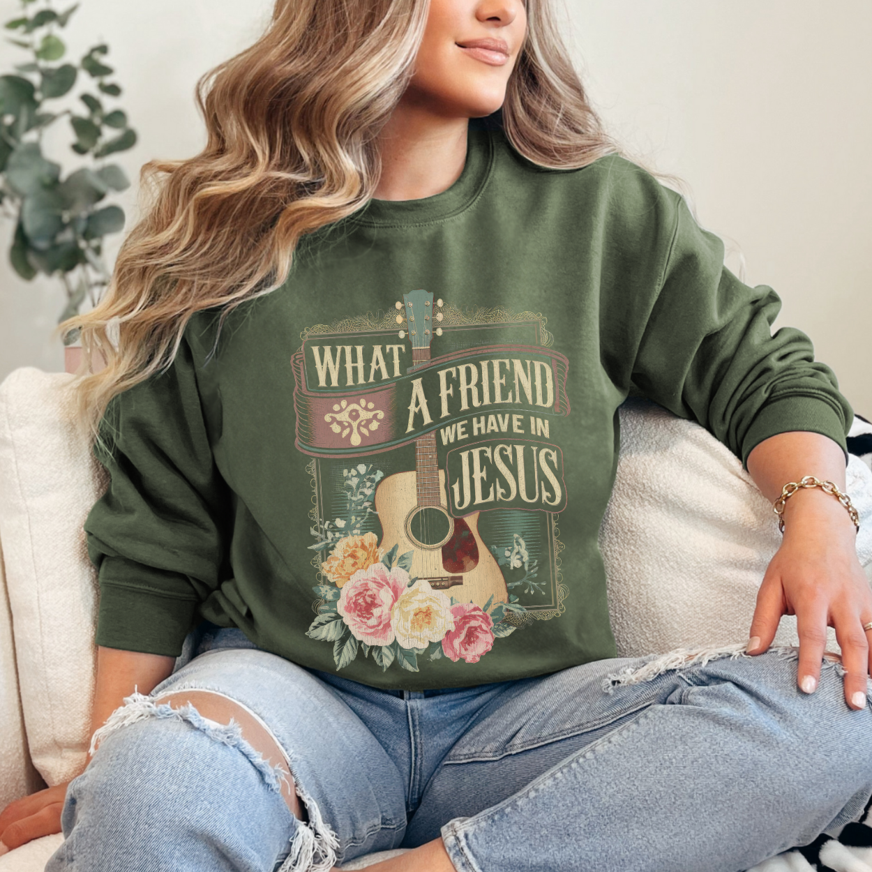 What a Friend in Jesus Christian Graphic Sweatshirt | ATTA TOOD®