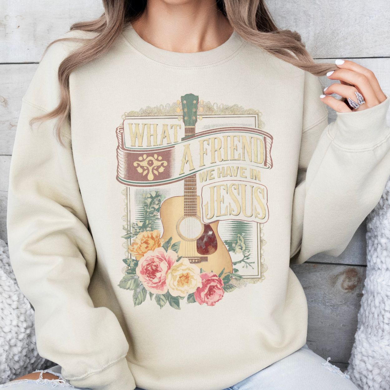 What a Friend in Jesus Christian Graphic Sweatshirt | ATTA TOOD®