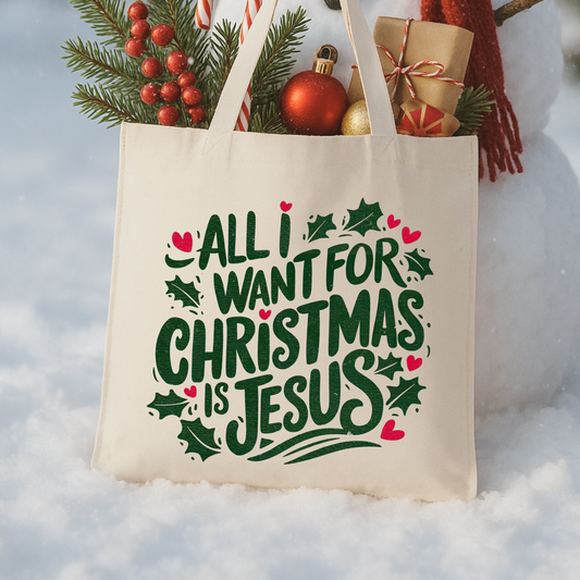 All I Want For Christmas Tote | Faithbased Book Bag