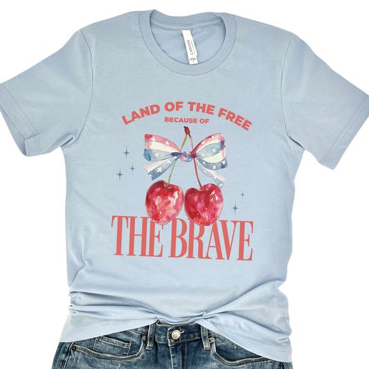 4th of July women's graphic t-shirt, Patriotic cherry coquette