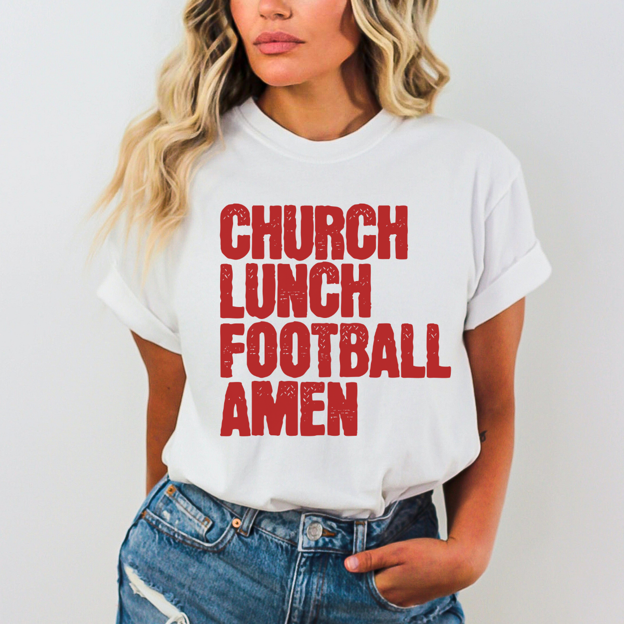 Church Lunch Football Amen Unisex Graphic T-Shirt | ATTA TOOD®