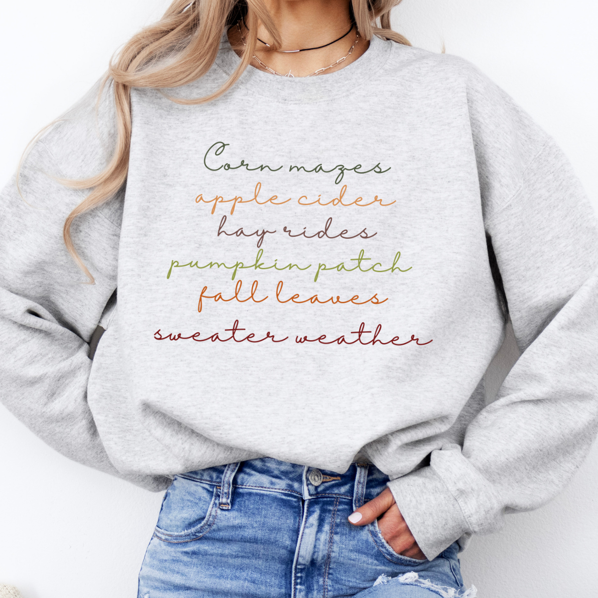 Pumpkin Patch Apple Cider Fall Season Graphic Sweatshirt