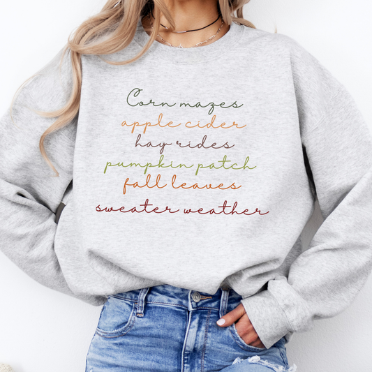 Pumpkin Patch Apple Cider Fall Season Graphic Sweatshirt