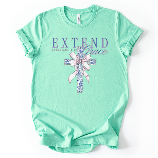Ephesians 4:32 Extend Grace Christian Cross Graphic T-Shirt