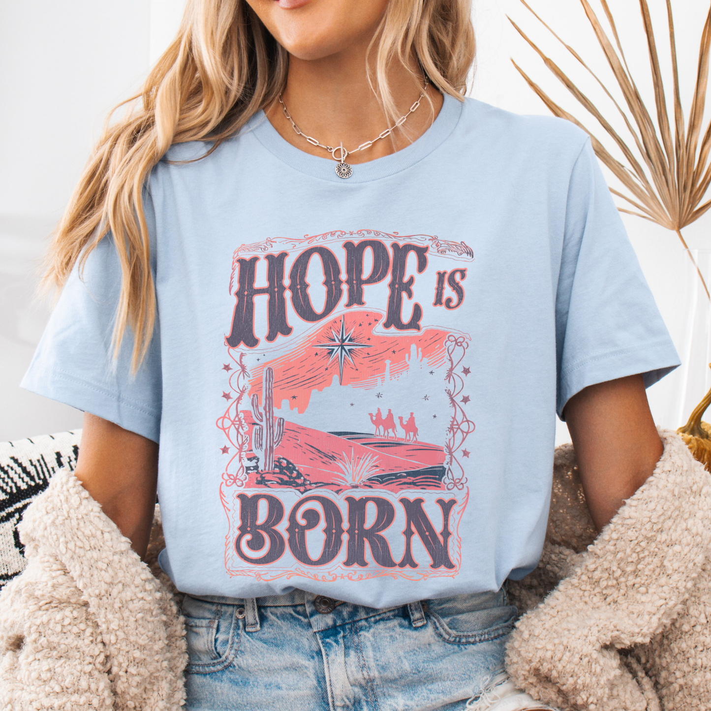 Hope is Born Christmas Christian Graphic T-Shirt | ATTA TOOD®