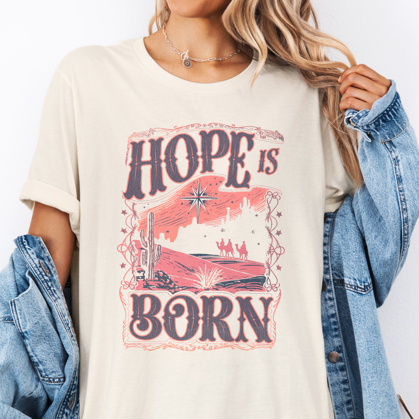Hope is Born Christmas Christian Graphic T-Shirt | ATTA TOOD®