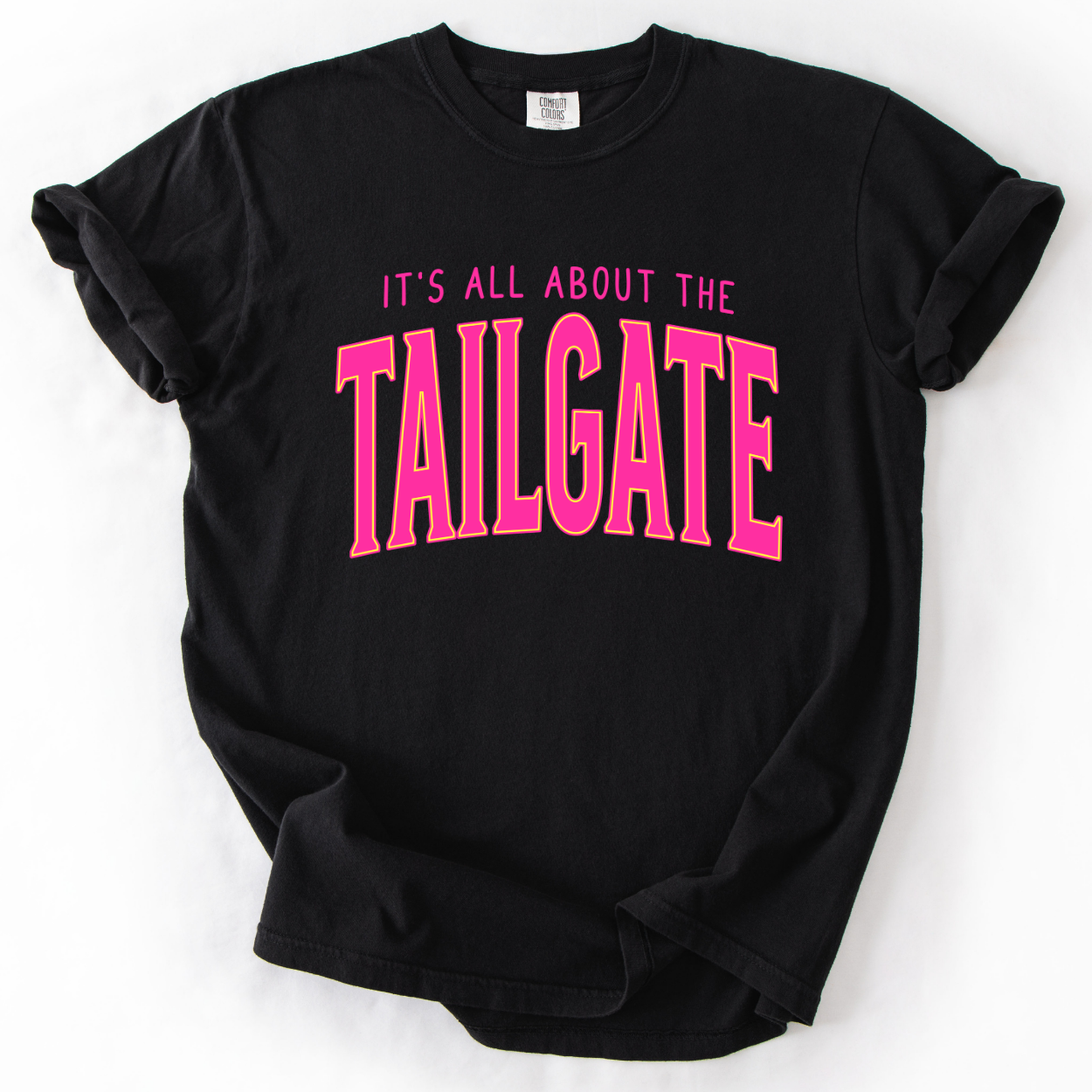 It's All About The Tailgate Black Unisex Graphic T-Shirt | ATTA TOOD®