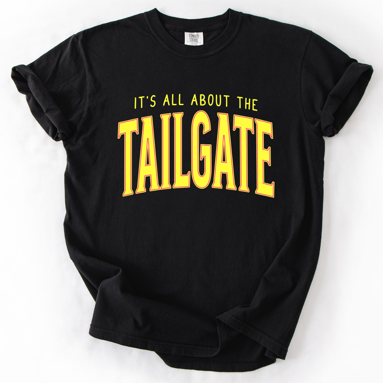 It's All About The Tailgate Black Unisex Graphic T-Shirt | ATTA TOOD®