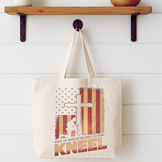 Kneel American Flag Tote Bag | Faithbased | ATTA TOOD®