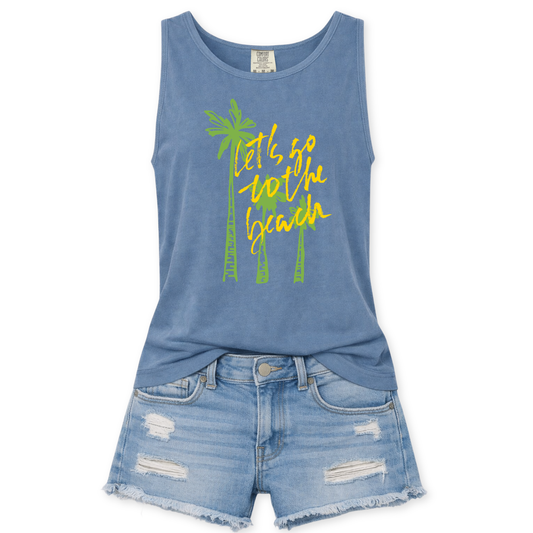Lets Go To The Beach Summer Graphic Tank Top