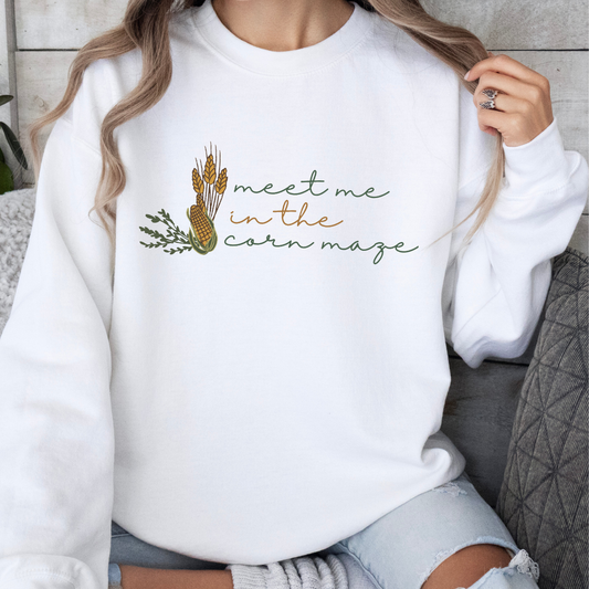 Meet Me In The Corn Maze Fall Season Graphic Sweatshirt