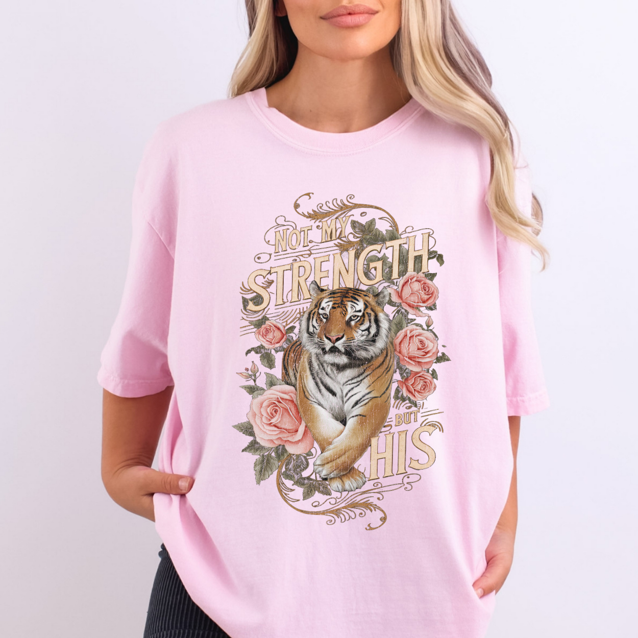 Not My Strength Floral Tiger Christian Graphic T-Shirt | ATTA TOOD®