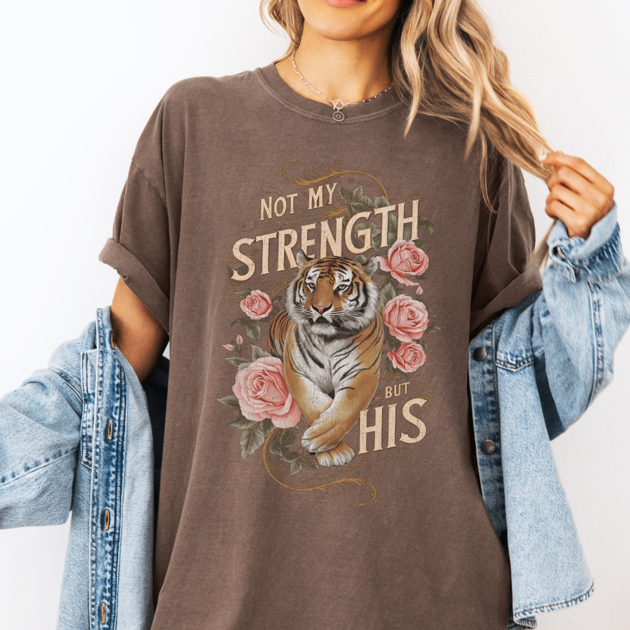 Not My Strength Floral Tiger Christian Graphic T-Shirt | ATTA TOOD®