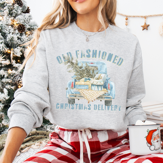 Old fashioned vintage Christmas truck graphic sweatshirt