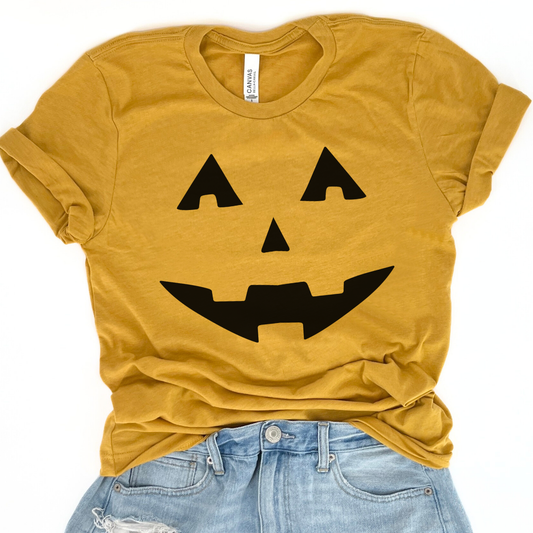 Pumpkin face women's Halloween t-shirt, Holiday top