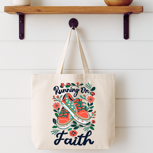 Running On Faith Tote Bag | Faithbased | ATTA TOOD®