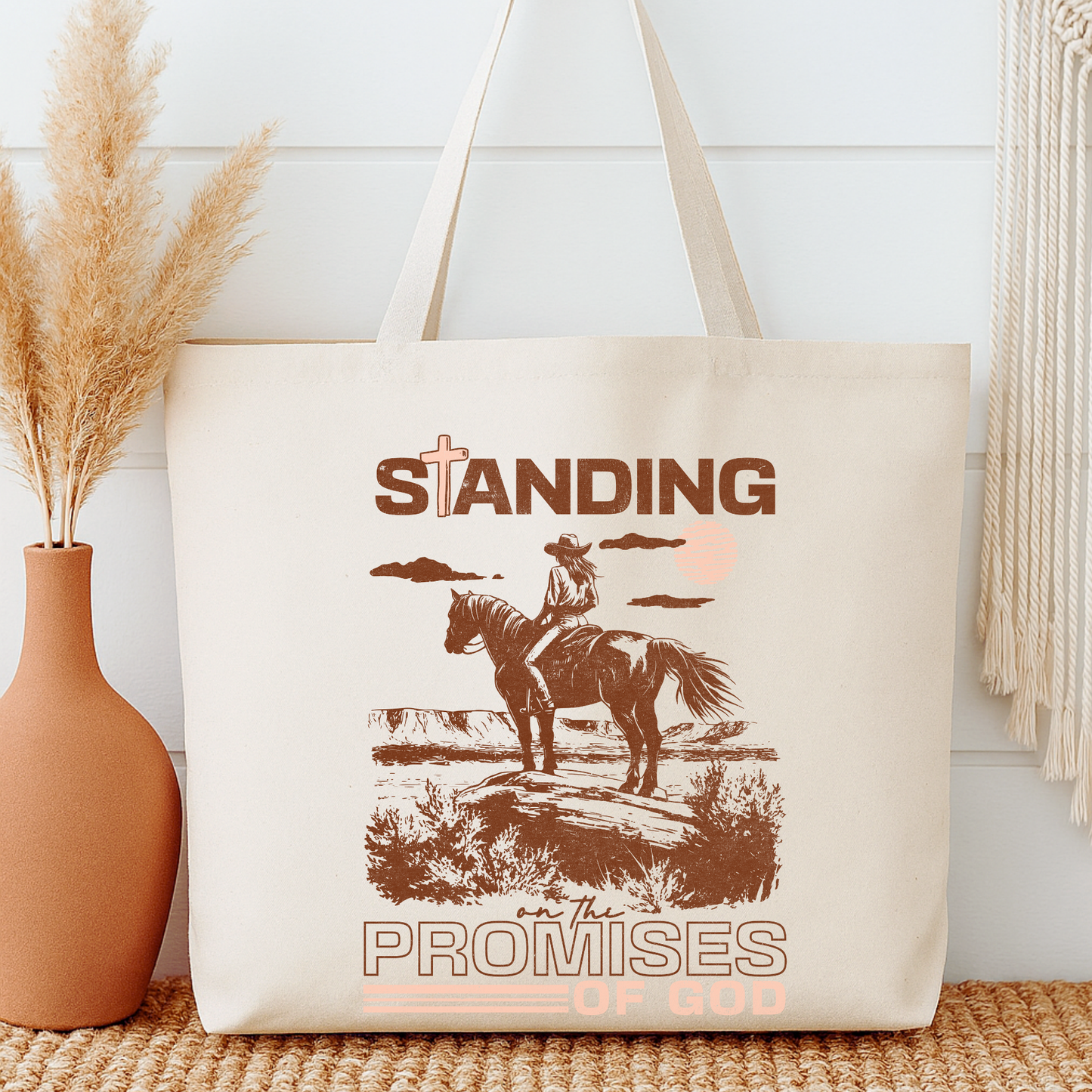 Cowgirl Western Canvas Tote Bag | Faithbased | ATTA TOOD®