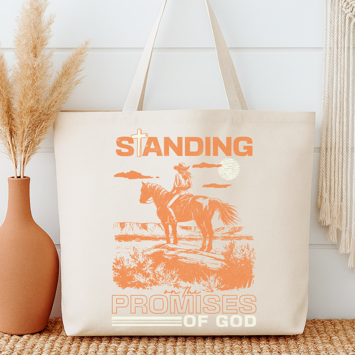 Cowgirl Western Canvas Tote Bag | Faithbased | ATTA TOOD®