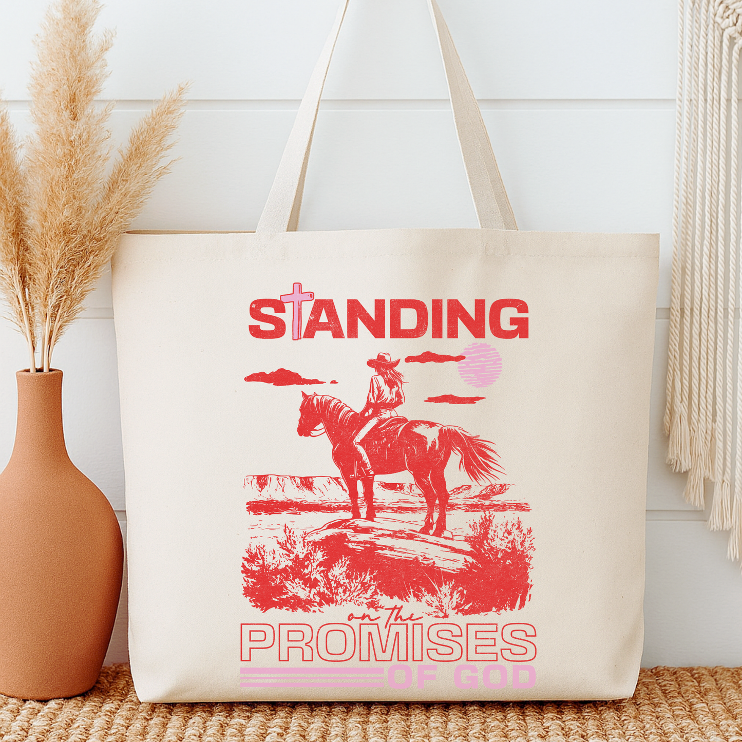 Cowgirl Western Canvas Tote Bag | Faithbased | ATTA TOOD®