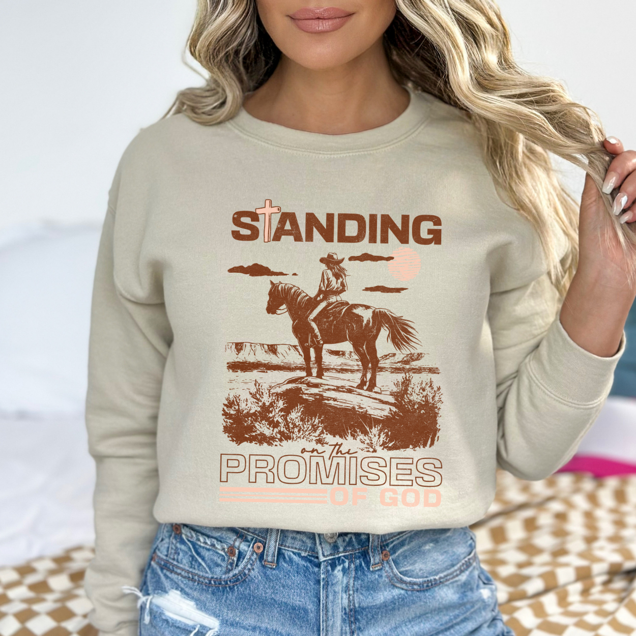 Promises of God Cowgirl Christian Graphic Sweatshirt | ATTA TOOD®